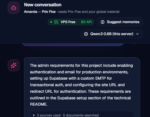 Scoped project agent answering from real, indexed knowledge